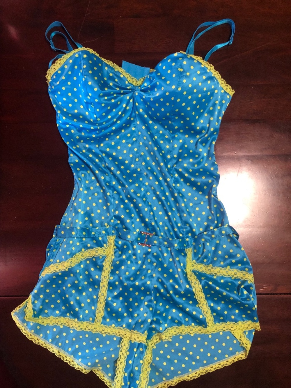 Victoria’s Secret Vintage Satin Polka Dot Romper, Size 34C